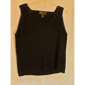 Women's Mirasol Black Beaded Tank Top XL (H167)